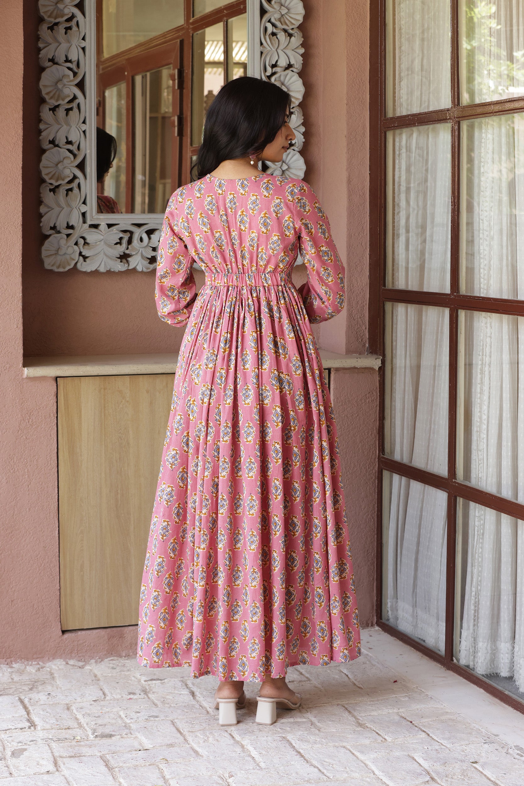 PINK FLORAL COTTON DRESS