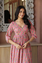PINK FLORAL COTTON DRESS
