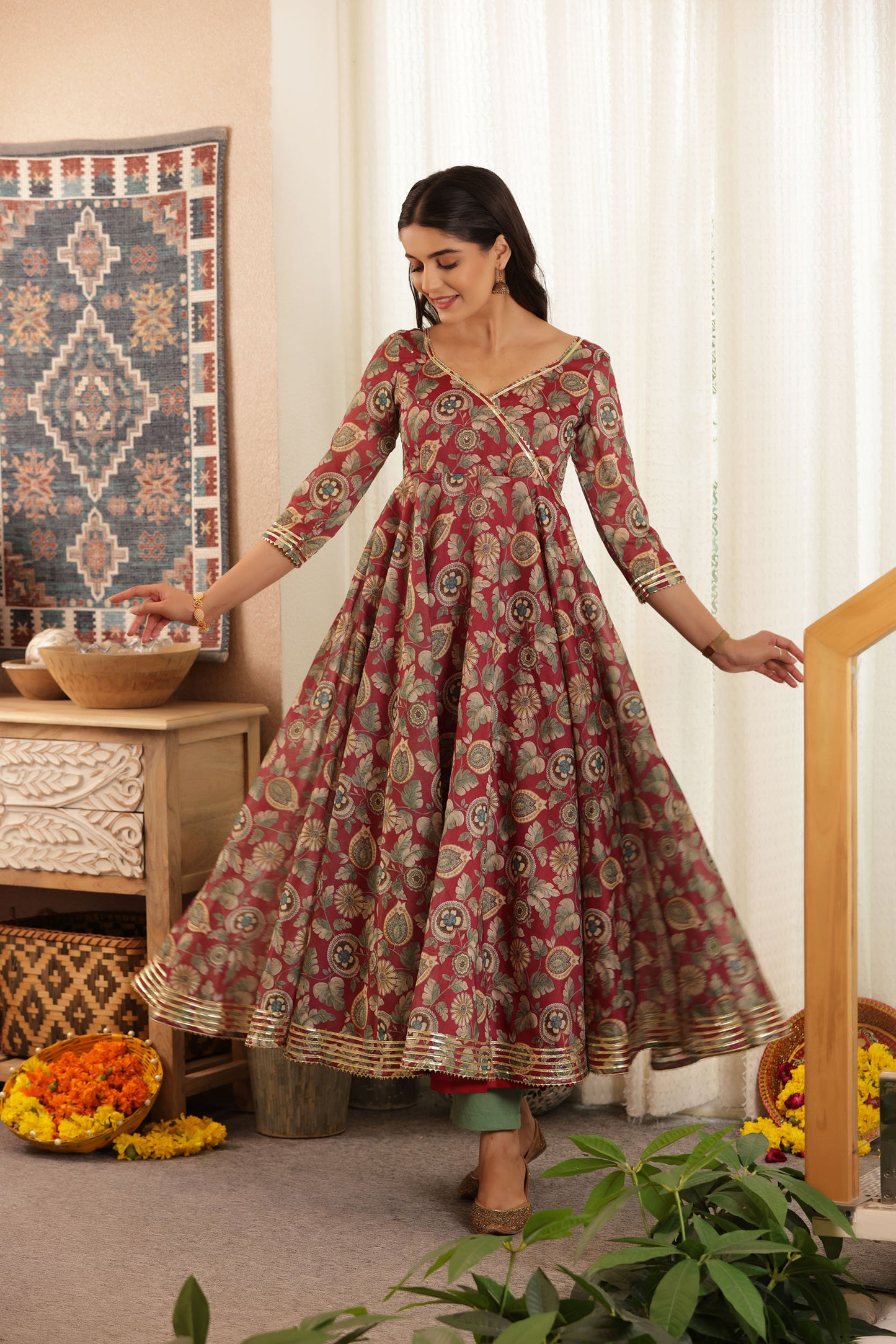 SHAHI RANG CHANDERI SUIT SET