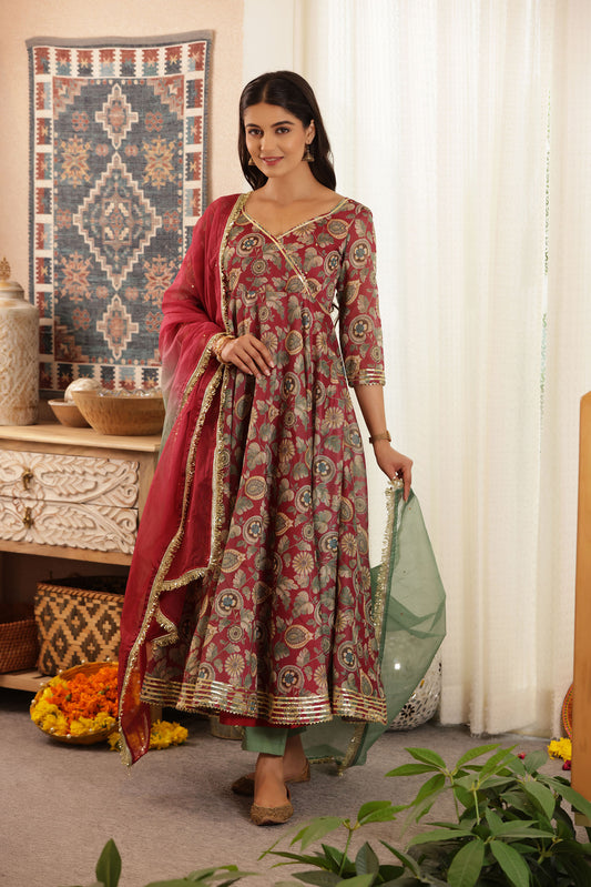 SHAHI RANG CHANDERI SUIT SET