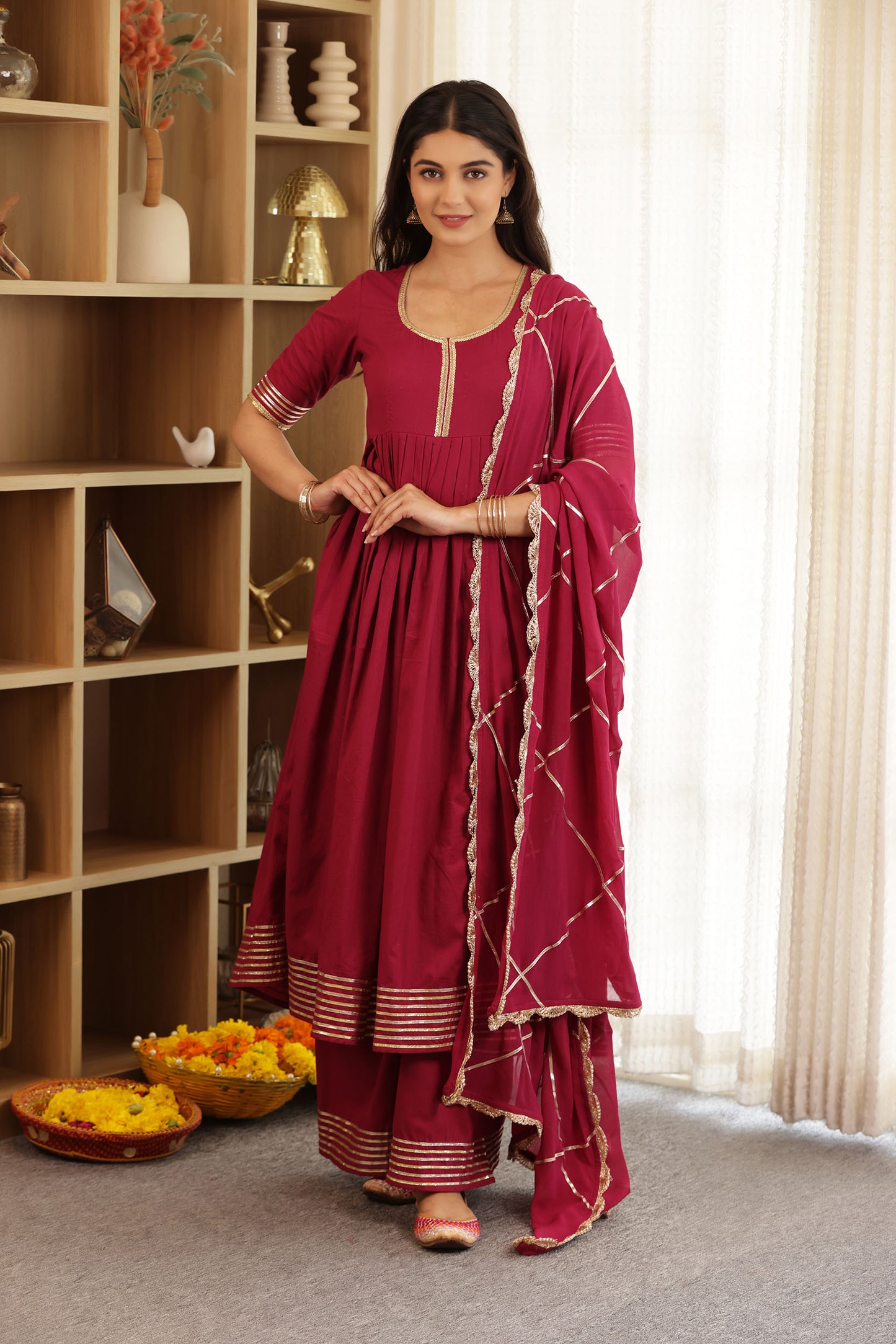 LAILA COTTON KURTI PALAZZO SUIT SET