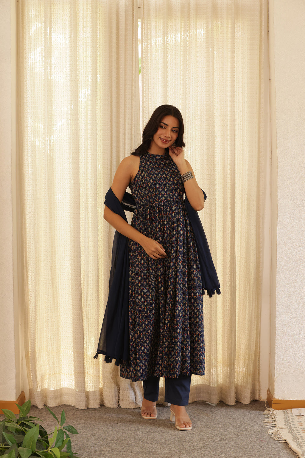 ISHANI BLUE ANARKALI SUIT SET