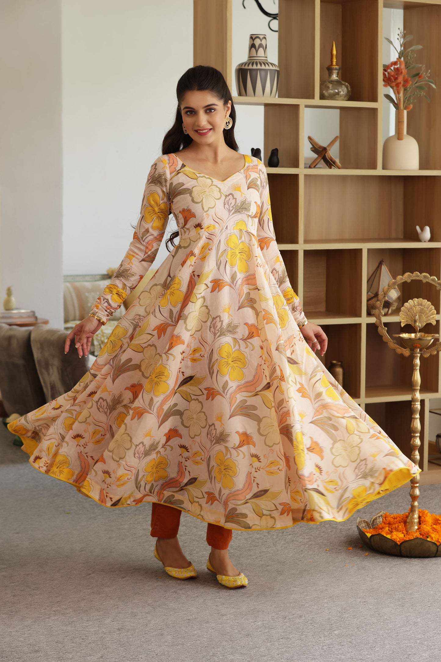 MAHI CHANDERI ANARKALI SUIT SET