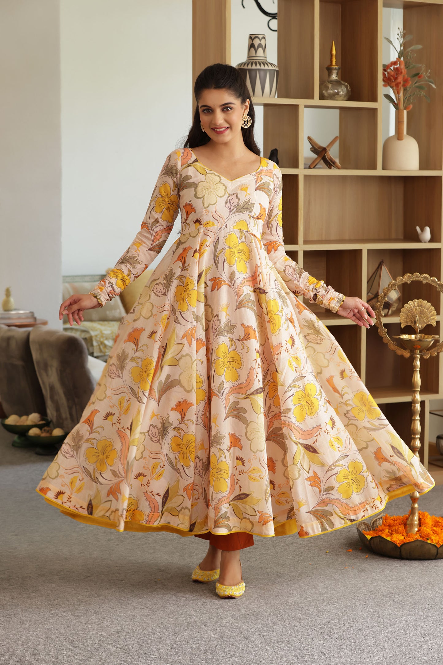 MAHI CHANDERI ANARKALI SUIT SET