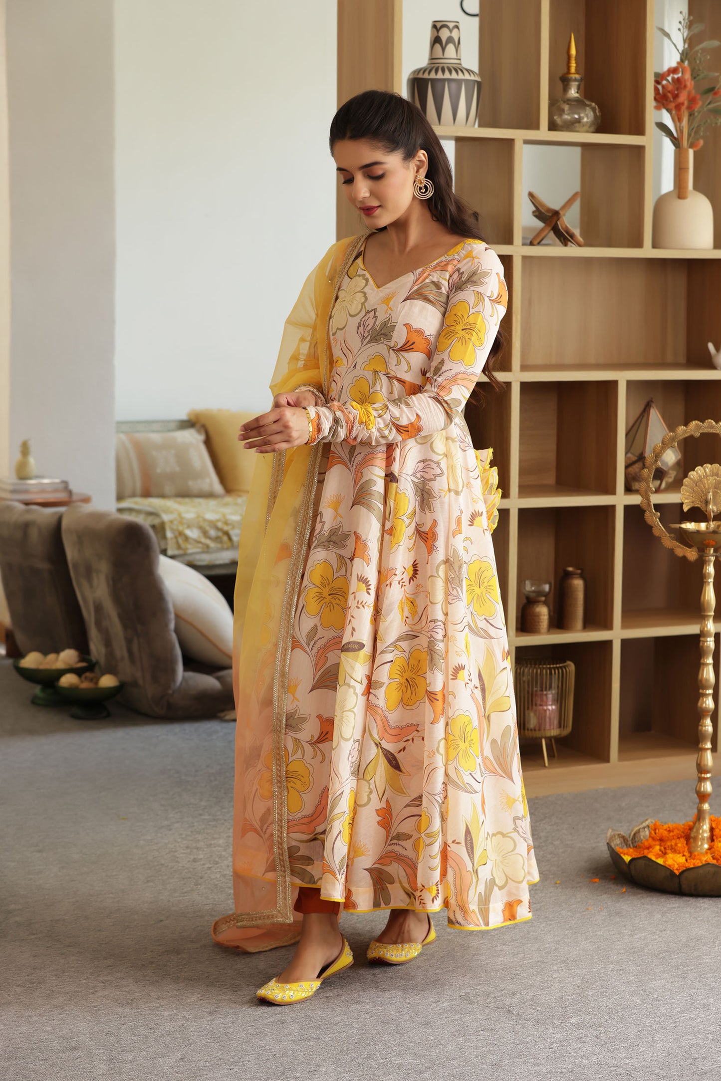 MAHI CHANDERI ANARKALI SUIT SET