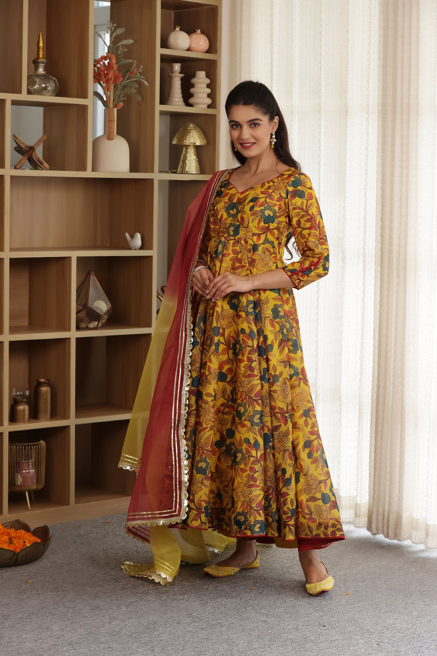 HEER PRINTED CHANDERI SUIT SET