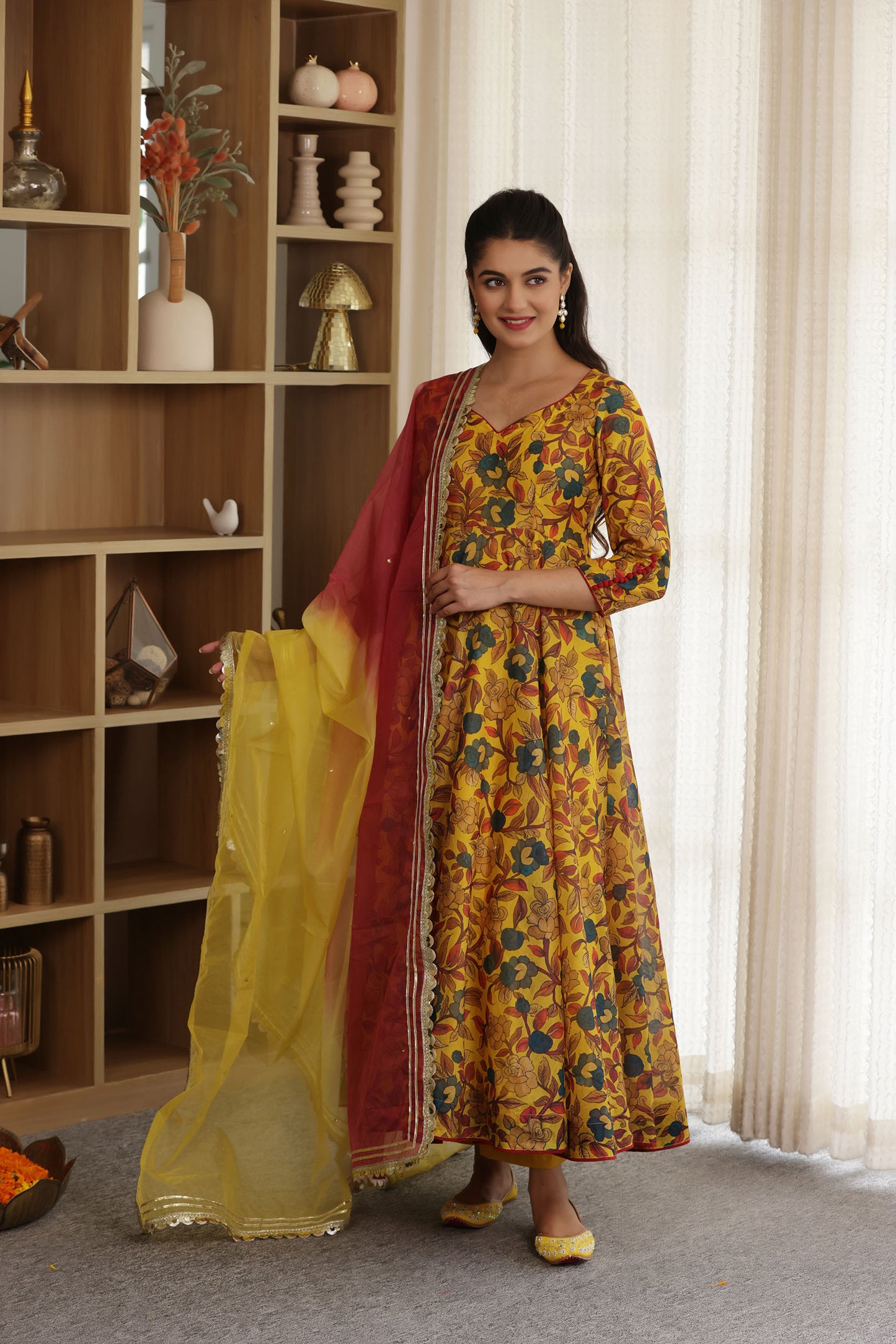 HEER PRINTED CHANDERI SUIT SET