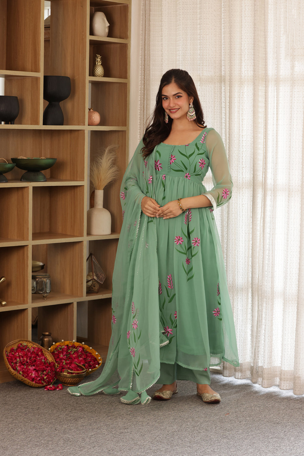 MISTY GREEN HANDPAINTED SUIT SET