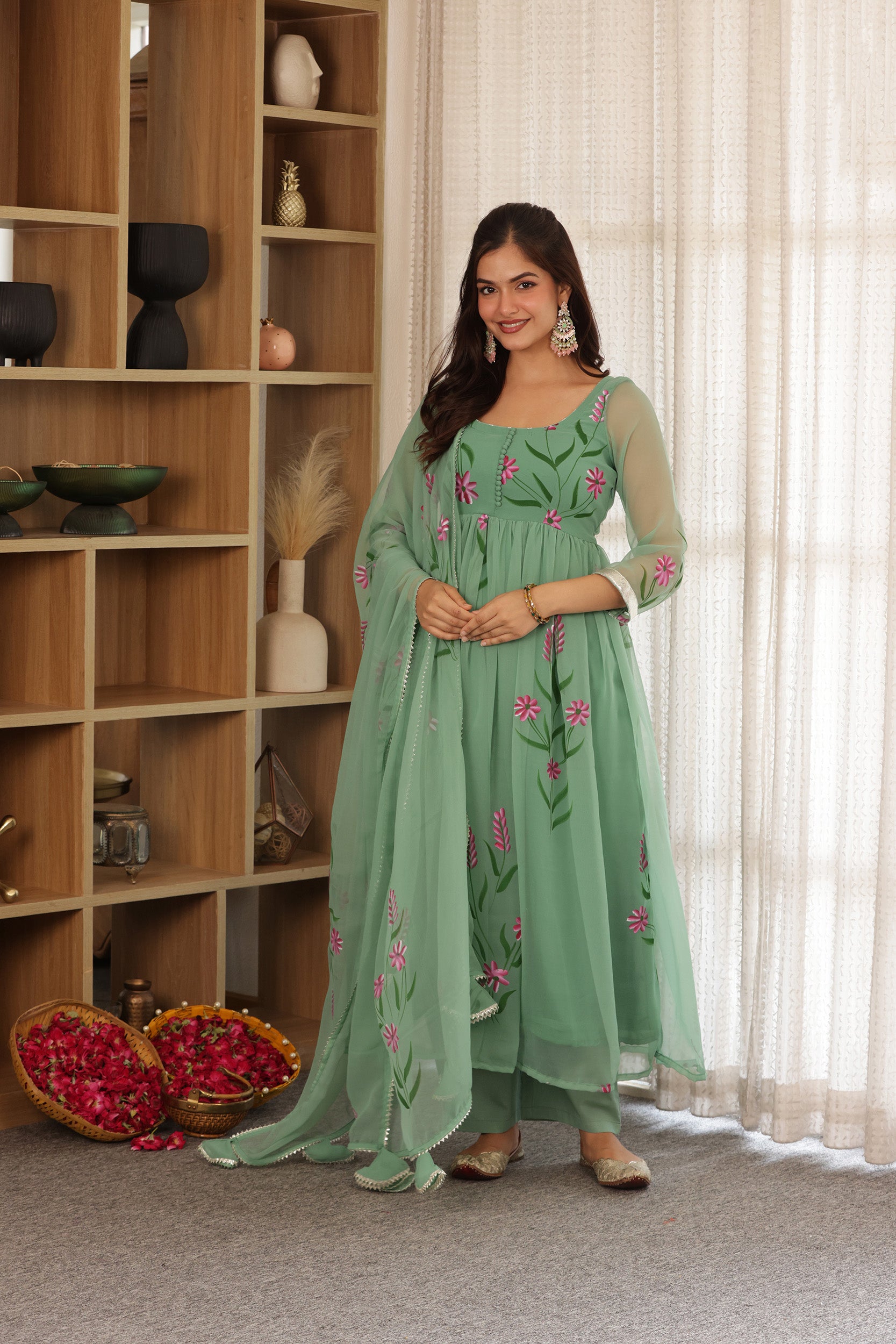 MISTY GREEN HANDPAINTED SUIT SET