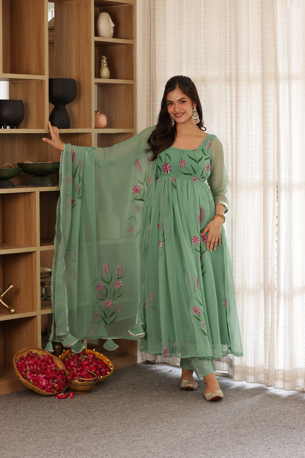 MISTY GREEN HANDPAINTED SUIT SET