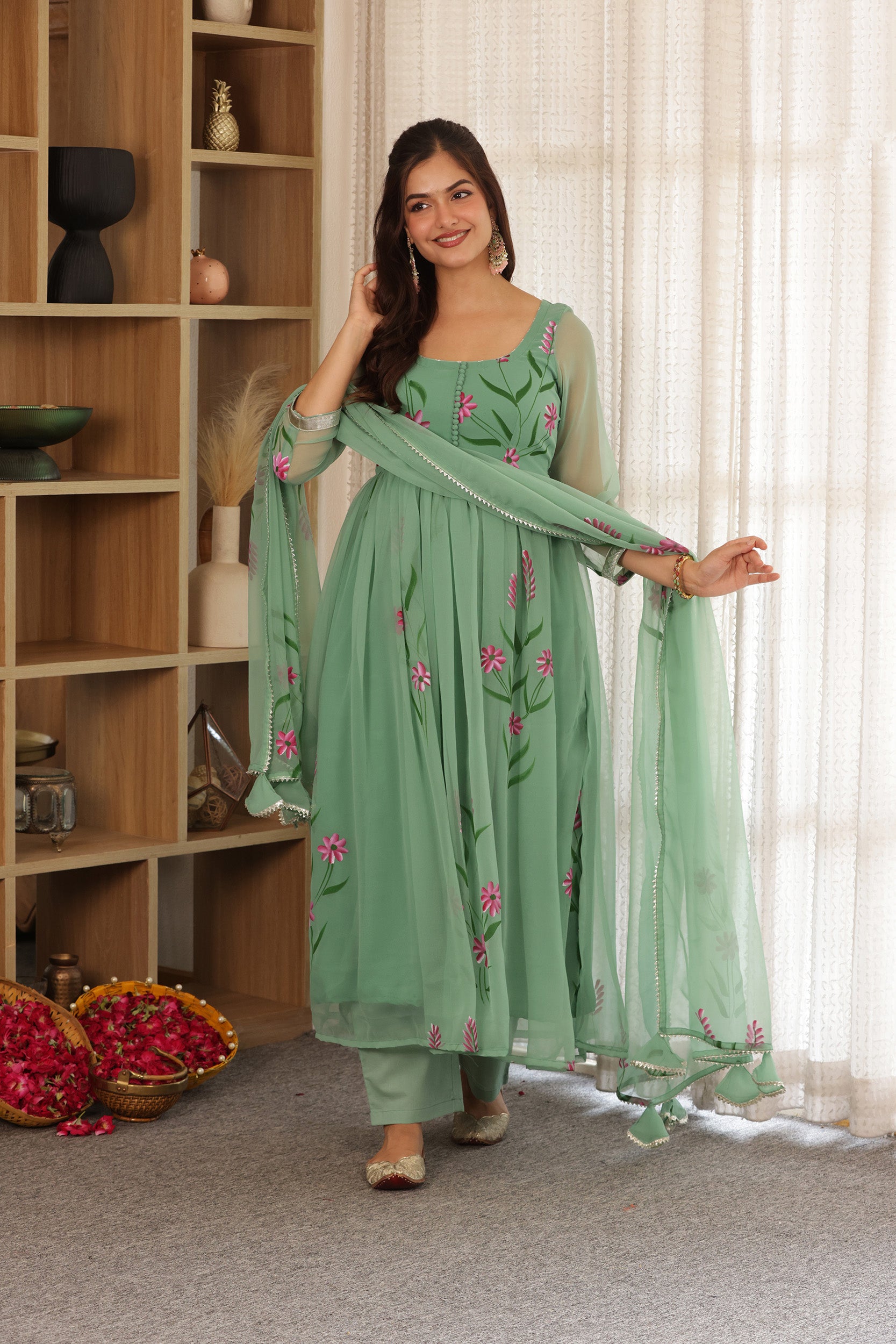 MISTY GREEN HANDPAINTED SUIT SET