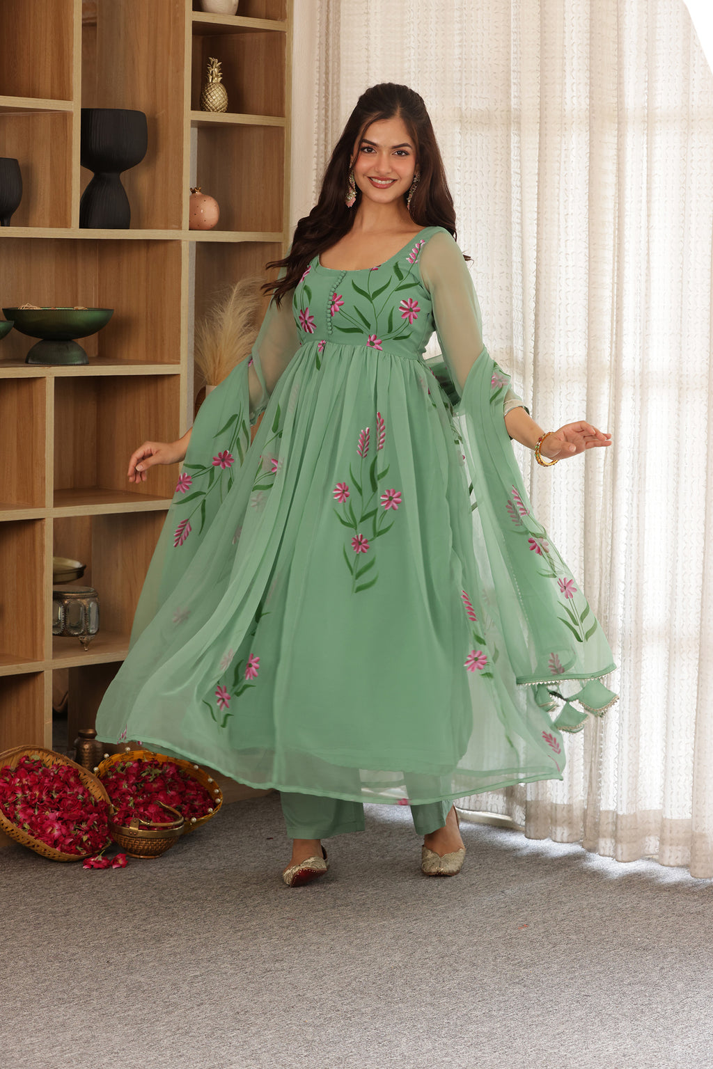 MISTY GREEN HANDPAINTED SUIT SET