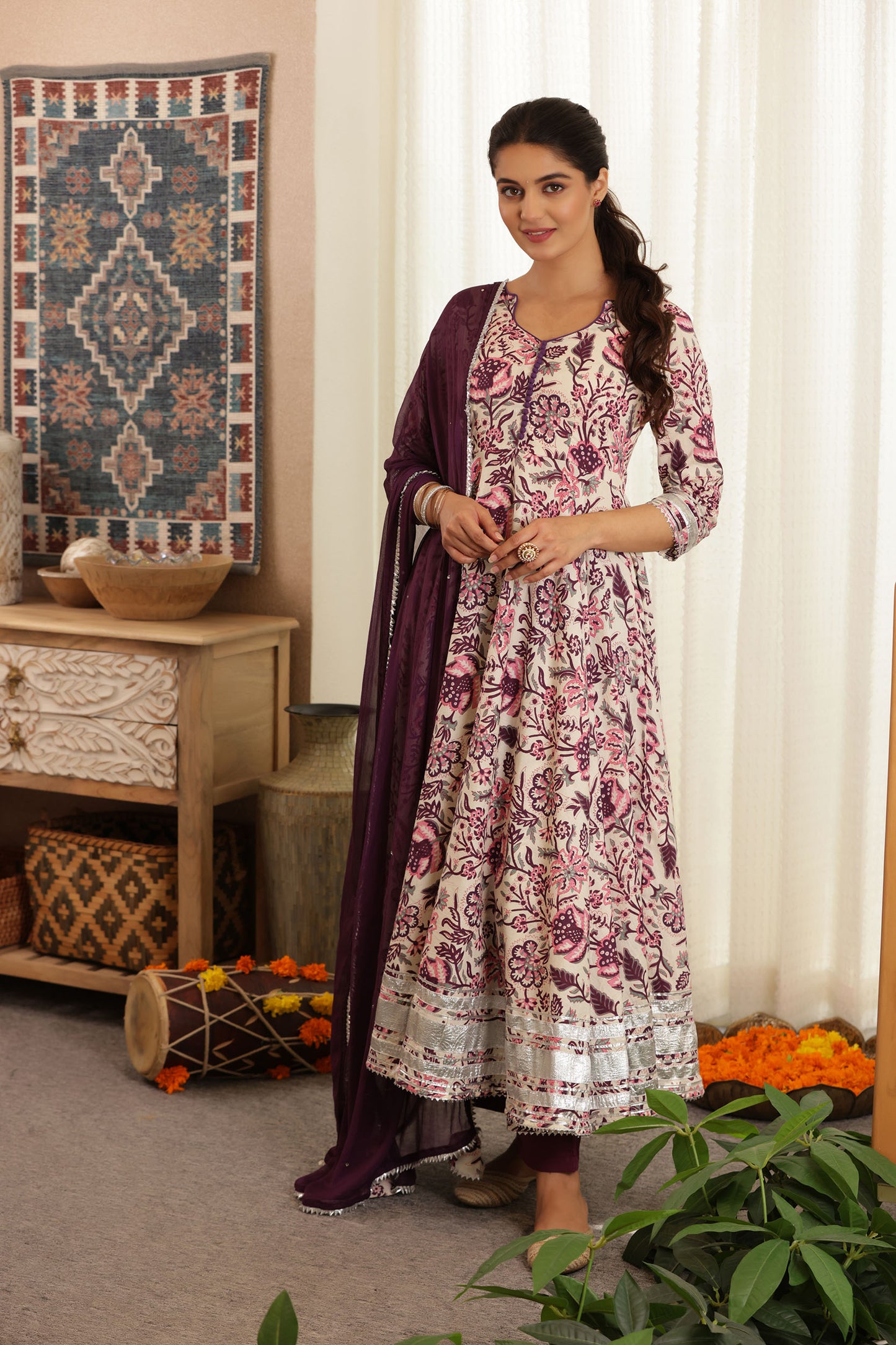 LILY ANARKALI COTTON SUIT SET