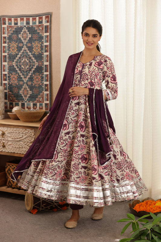 LILY ANARKALI COTTON SUIT SET