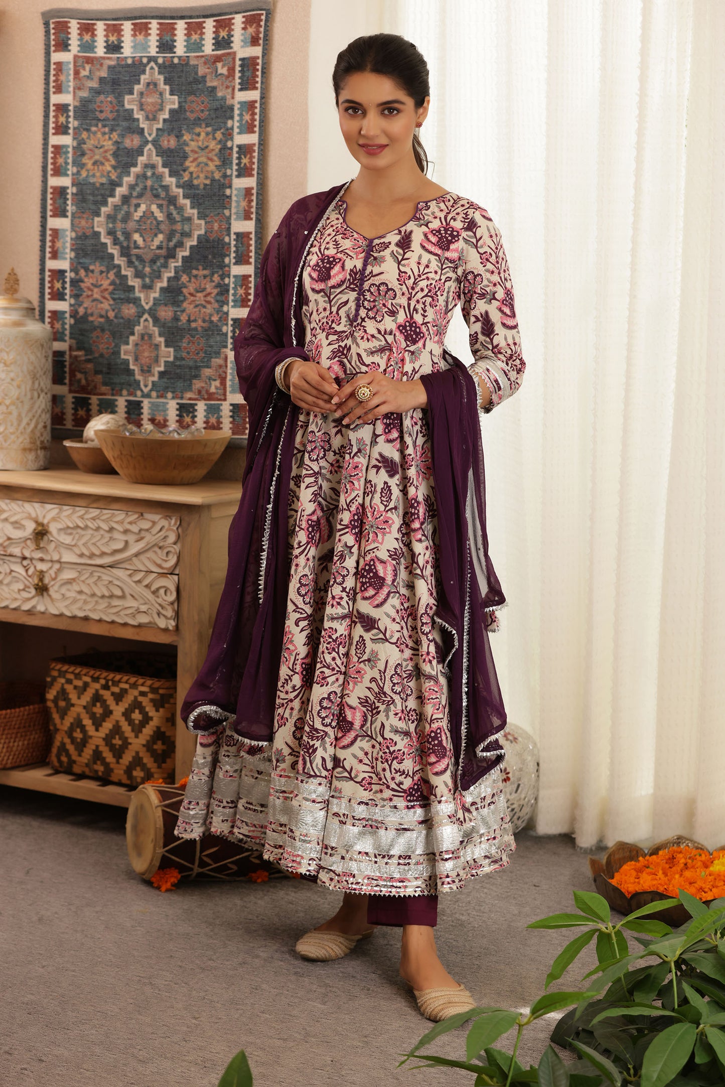 LILY ANARKALI COTTON SUIT SET