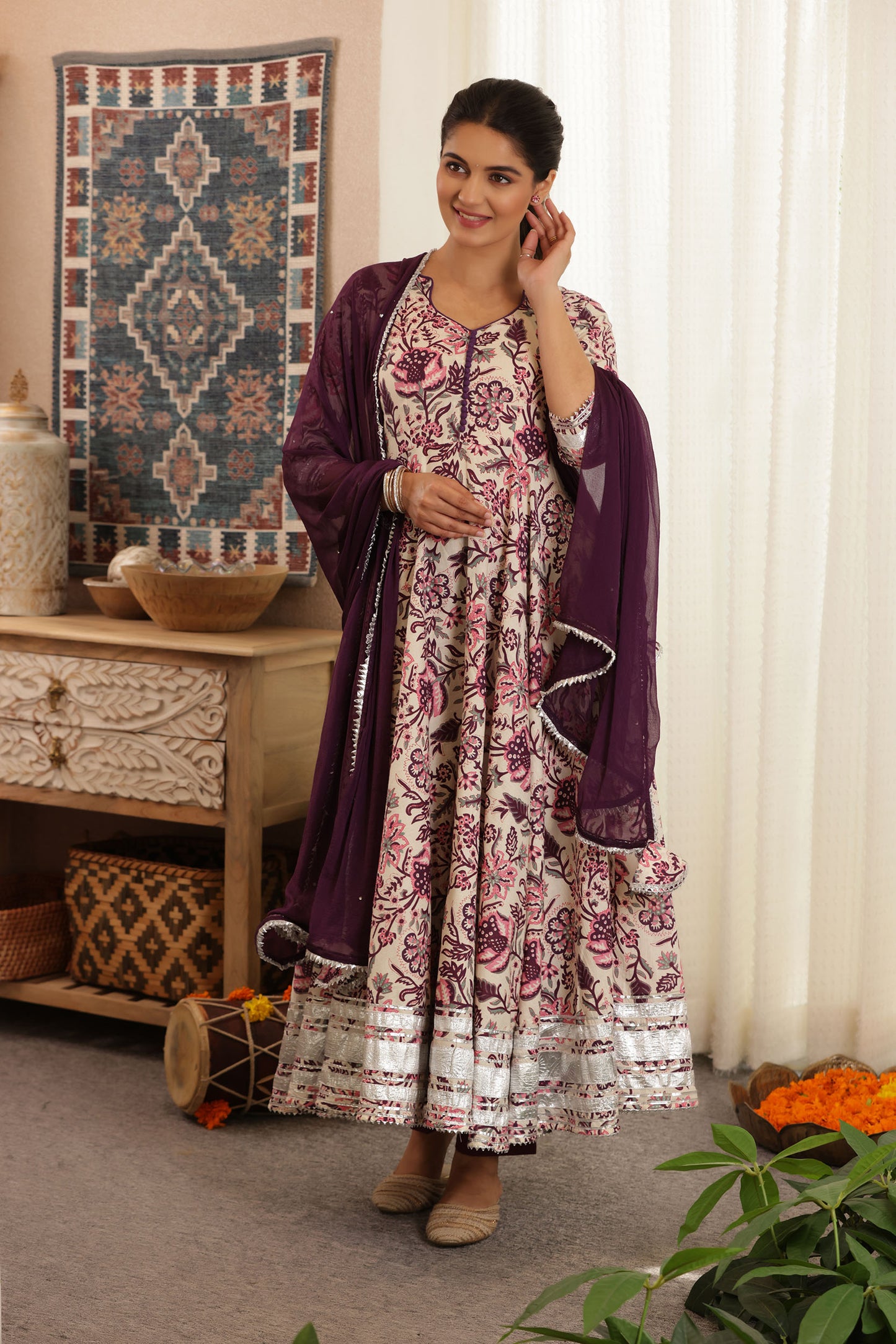 LILY ANARKALI COTTON SUIT SET