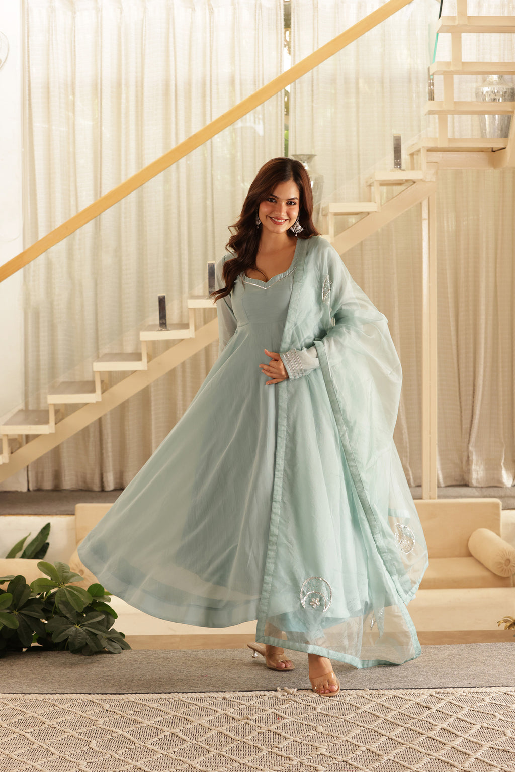 GHAZAL CHANDERI ANARKALI SUIT SET