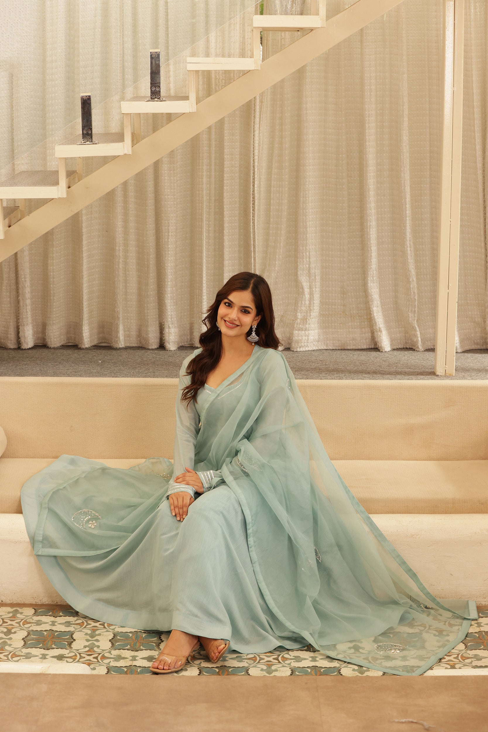 GHAZAL CHANDERI ANARKALI SUIT SET
