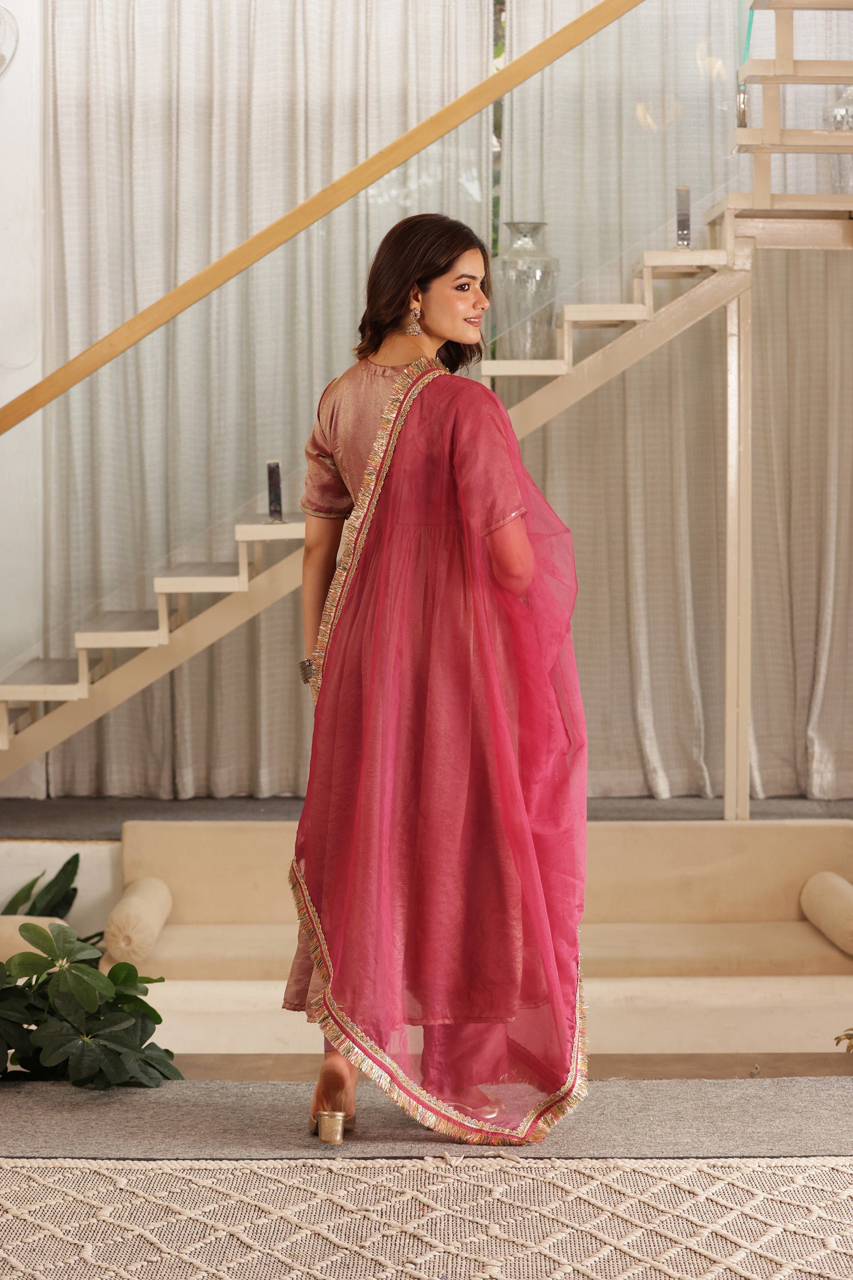 ROSE GOLD ANARKALI SUIT SET