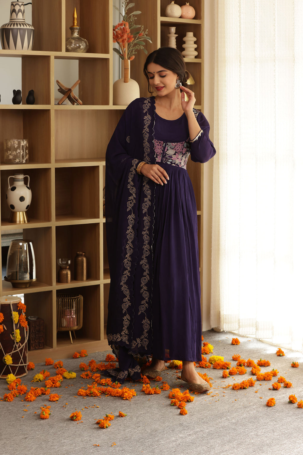 BERRYLUSH ZARI ANARKALI SUIT SET
