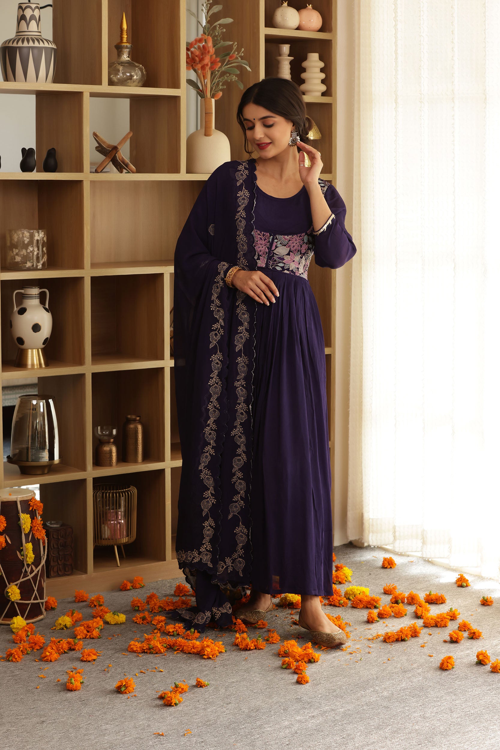 BERRYLUSH ZARI ANARKALI SUIT SET