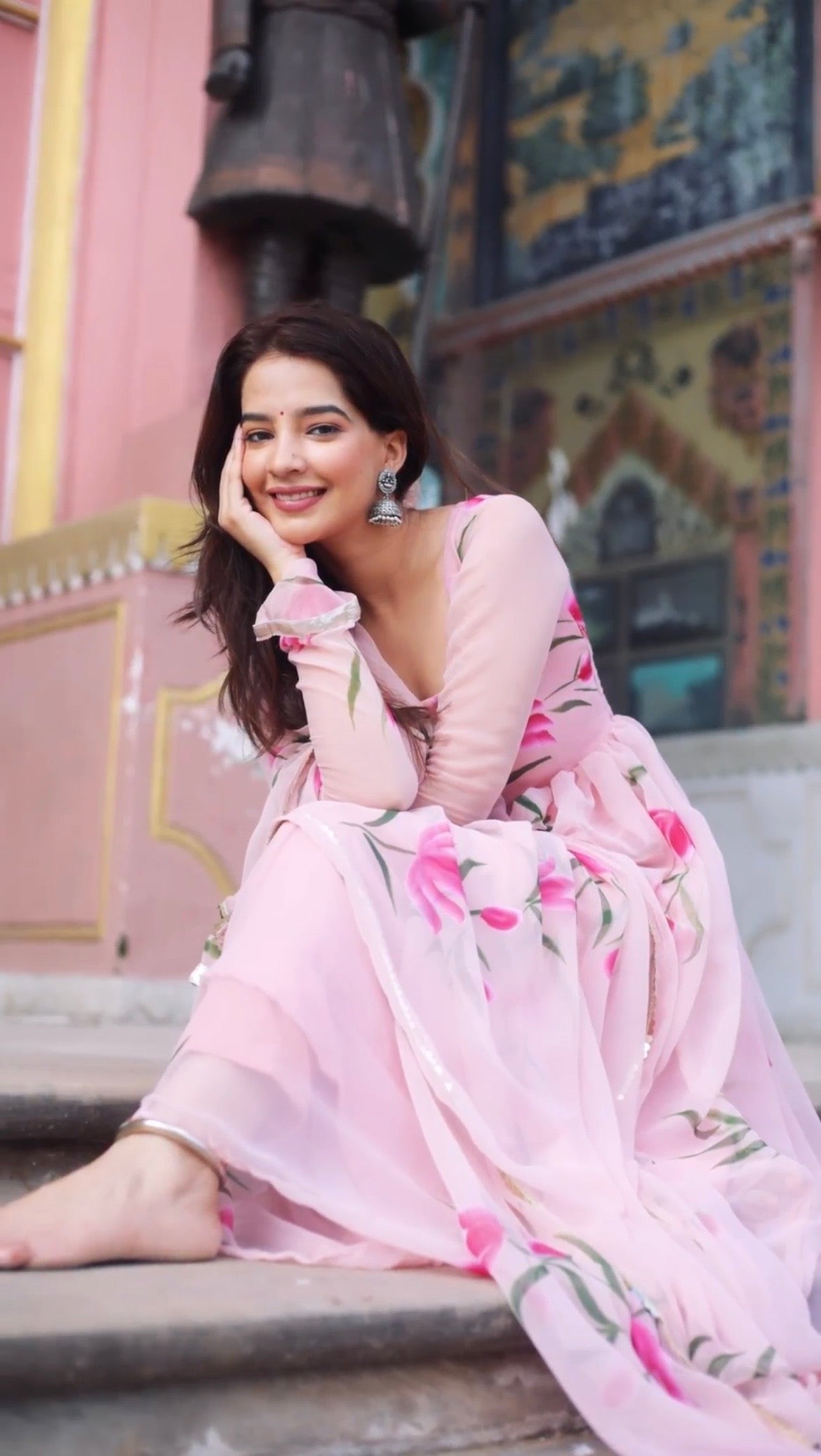 PEACHY BLUSH HANDPAINTED SUIT SET