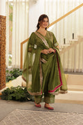 MEHENDI GREEN SILK STARIGHT SUIT SET