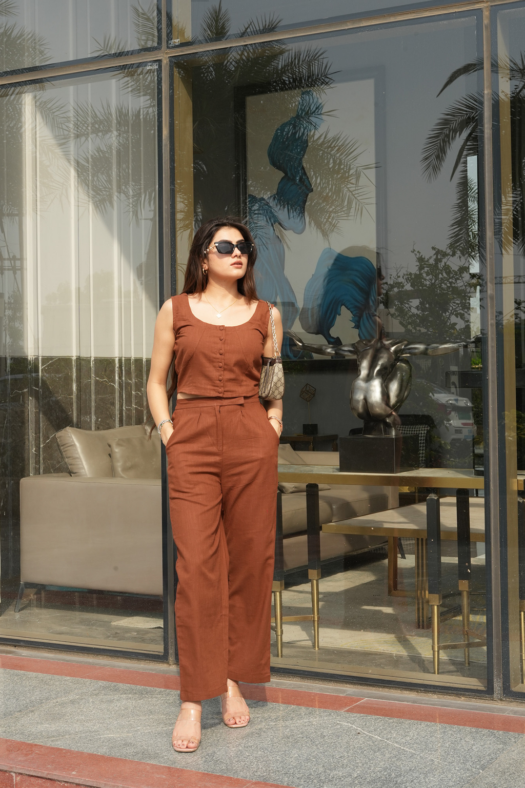 WALNUT LINEN COORD SET