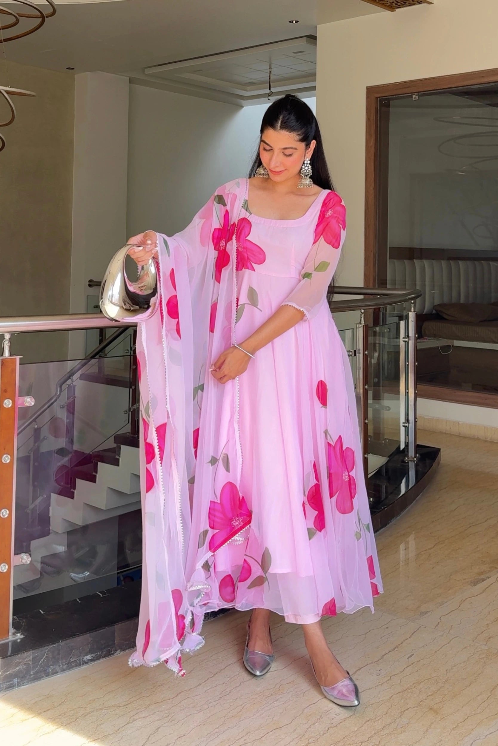 RANI HANDPAINTED PURE GEORGETTE SUIT SET