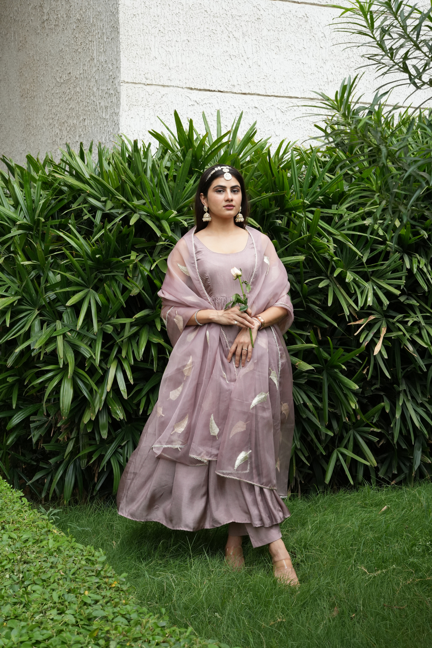 ELDERBERRY SILK ANARKALI SUIT SET