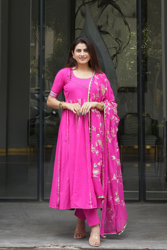 PINK ROBIN GOTA WORK SUIT SET