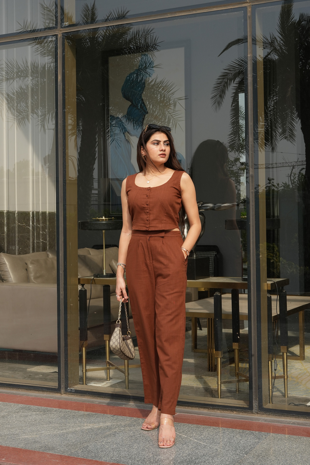 WALNUT LINEN COORD SET