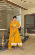 MARIGOLD KALIDAR GOTAPATTI COTTON SUIT SET