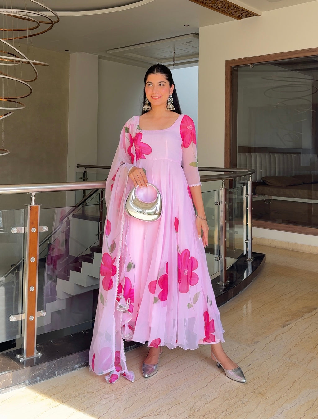 RANI HANDPAINTED PURE GEORGETTE SUIT SET