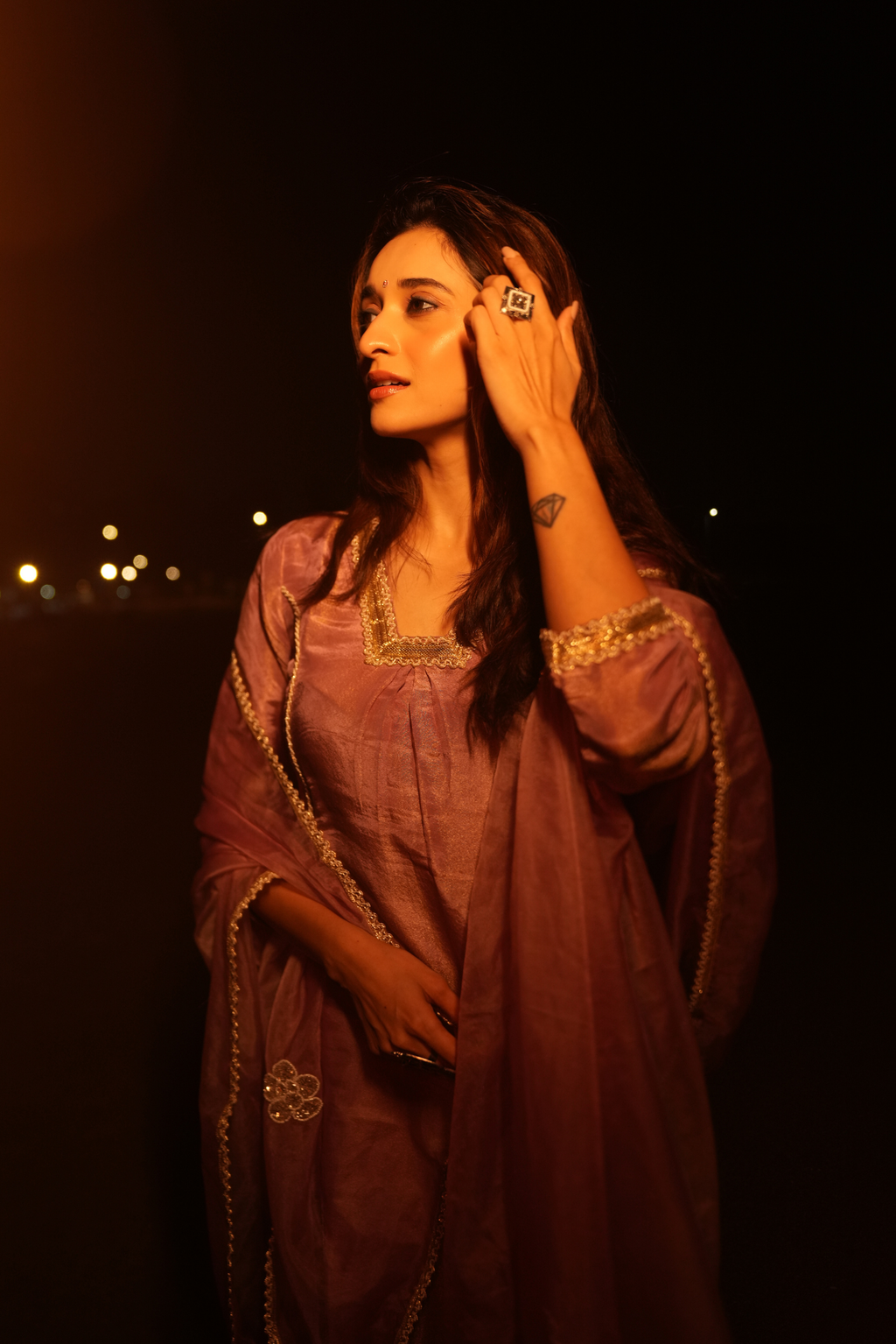 LILAC SILK SHIMMER SUIT SET