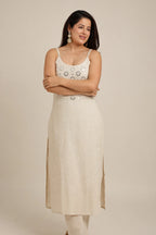 IVORY MIRROR WORK KURTI PANT SET