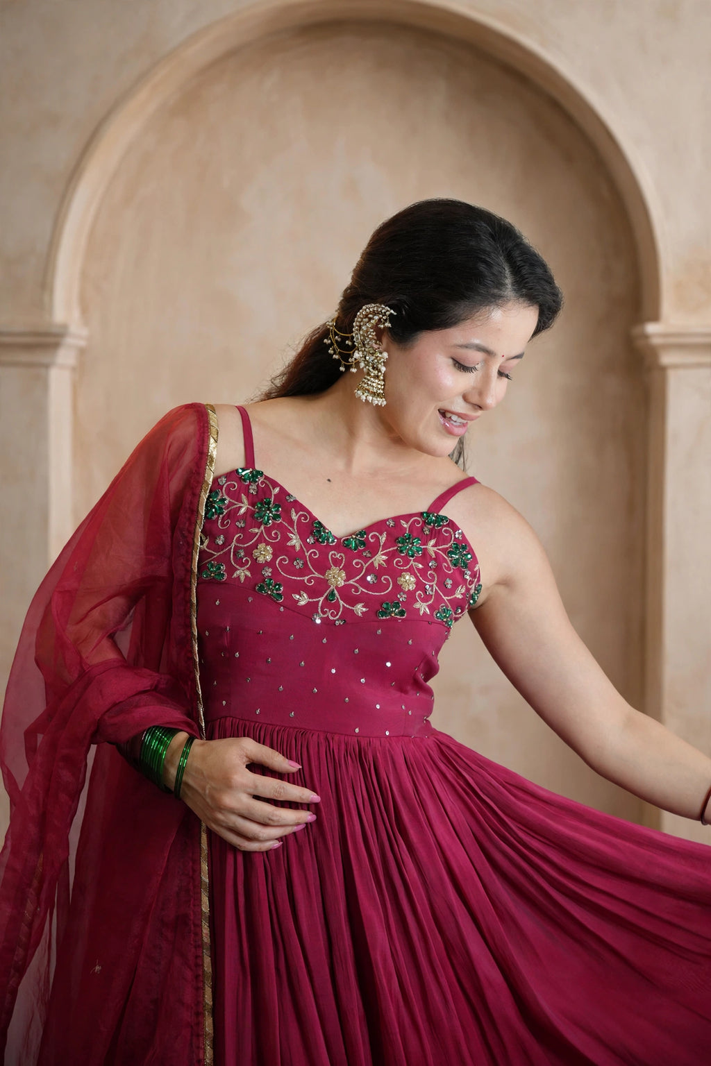 REHMAT CHANDERI EMBROIDERED SUIT SET