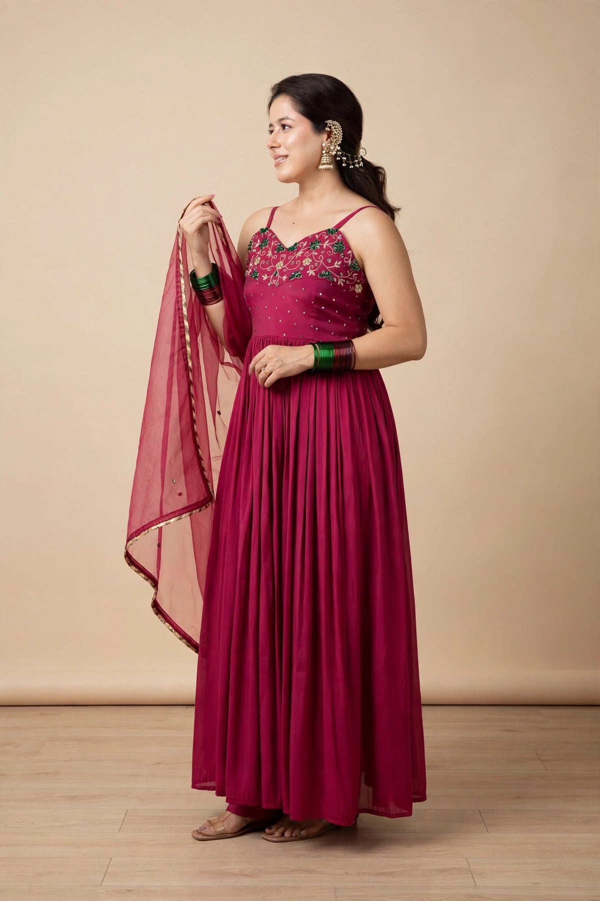REHMAT CHANDERI EMBROIDERED SUIT SET