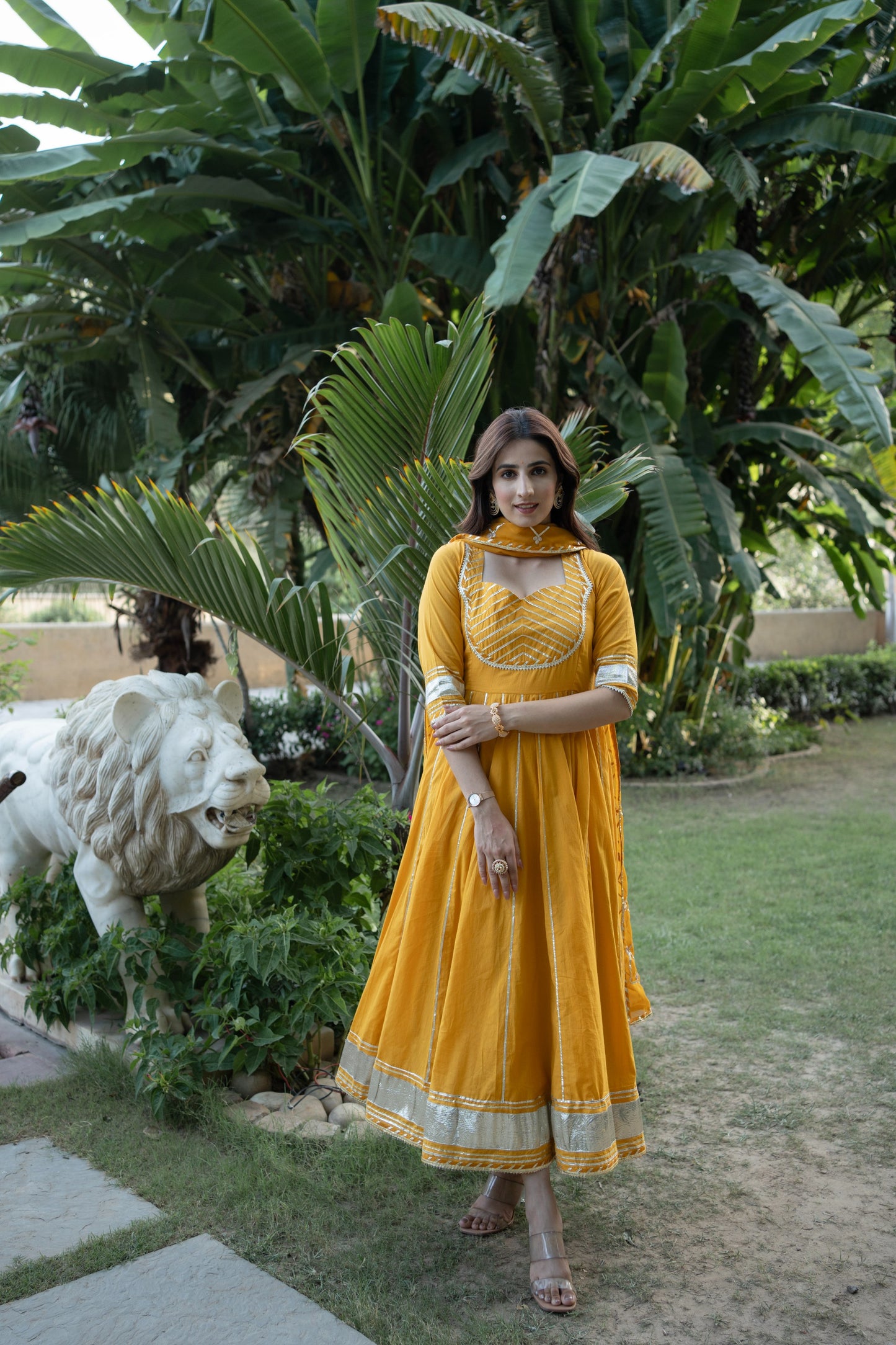 MARIGOLD KALIDAR GOTAPATTI COTTON SUIT SET