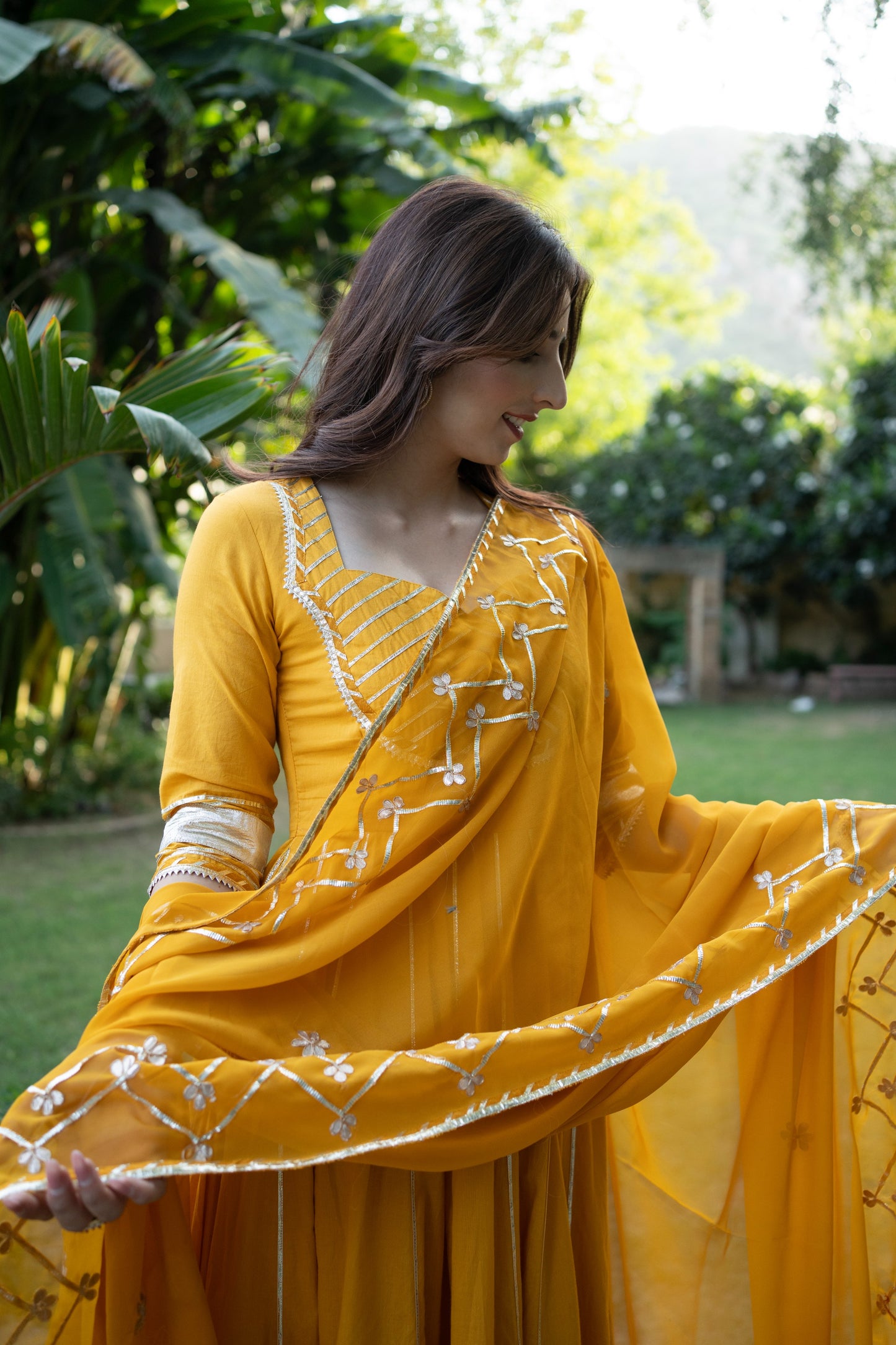 MARIGOLD KALIDAR GOTAPATTI COTTON SUIT SET