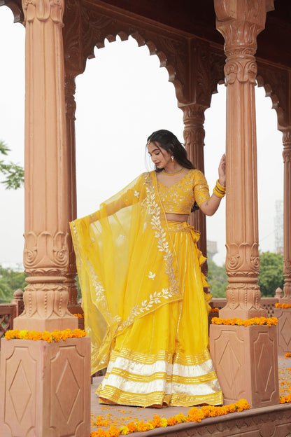 SHAGUN HALDI SILK LEHENGA SET