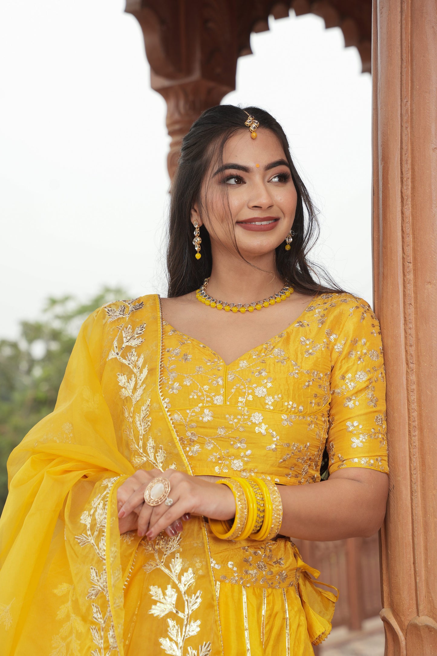 SHAGUN HALDI SILK LEHENGA SET