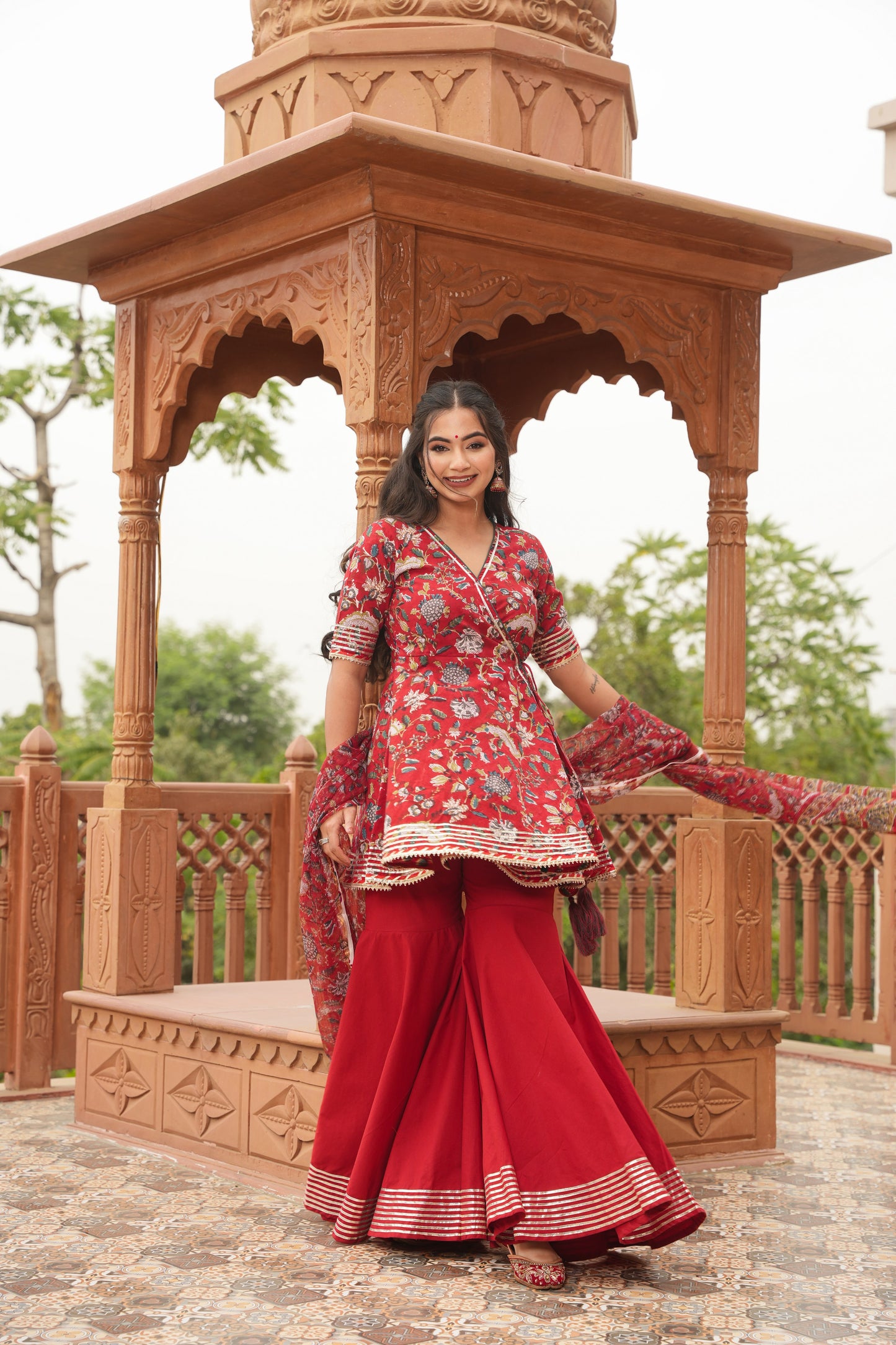 RANGRASIYA HANDBLOCK COTTON SHARARA SET