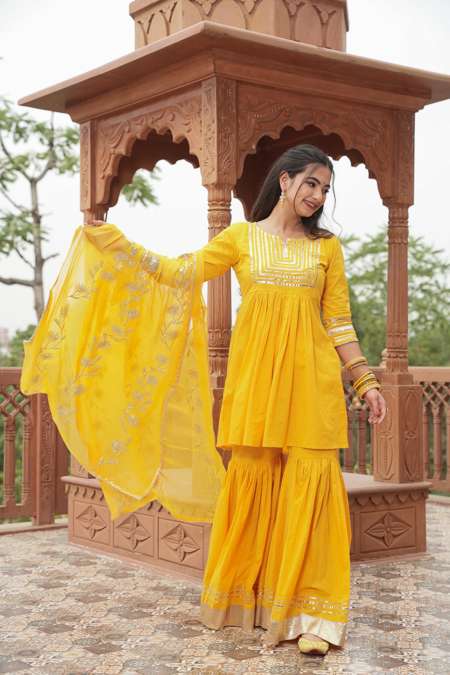 SUNSHINE COTTON SHARARA SET