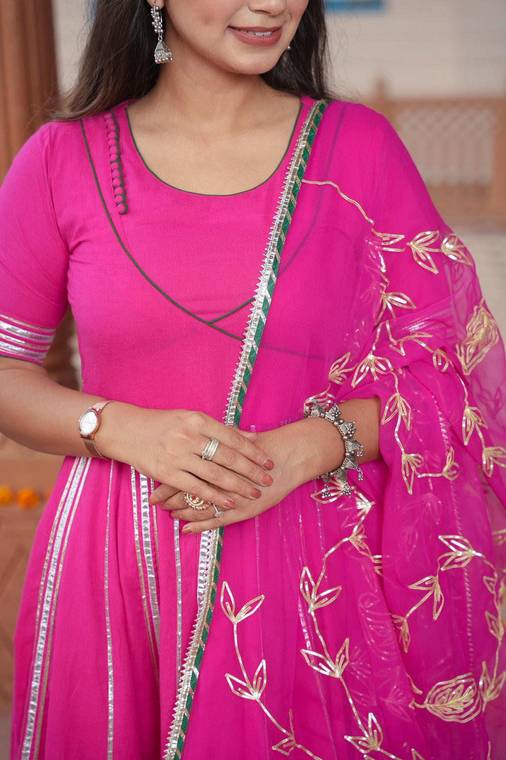 PINK ROBIN GOTA WORK SUIT SET