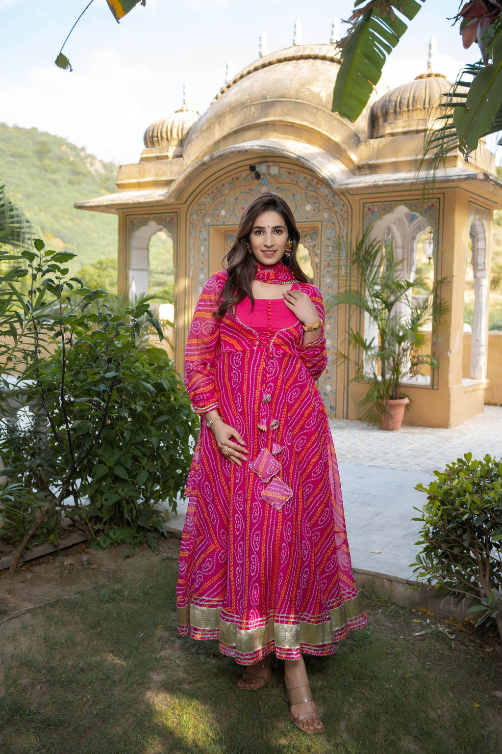 GULABO PURE CHIFFON BANDHANI SUIT SET