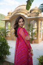 GULABO PURE CHIFFON BANDHANI SUIT SET