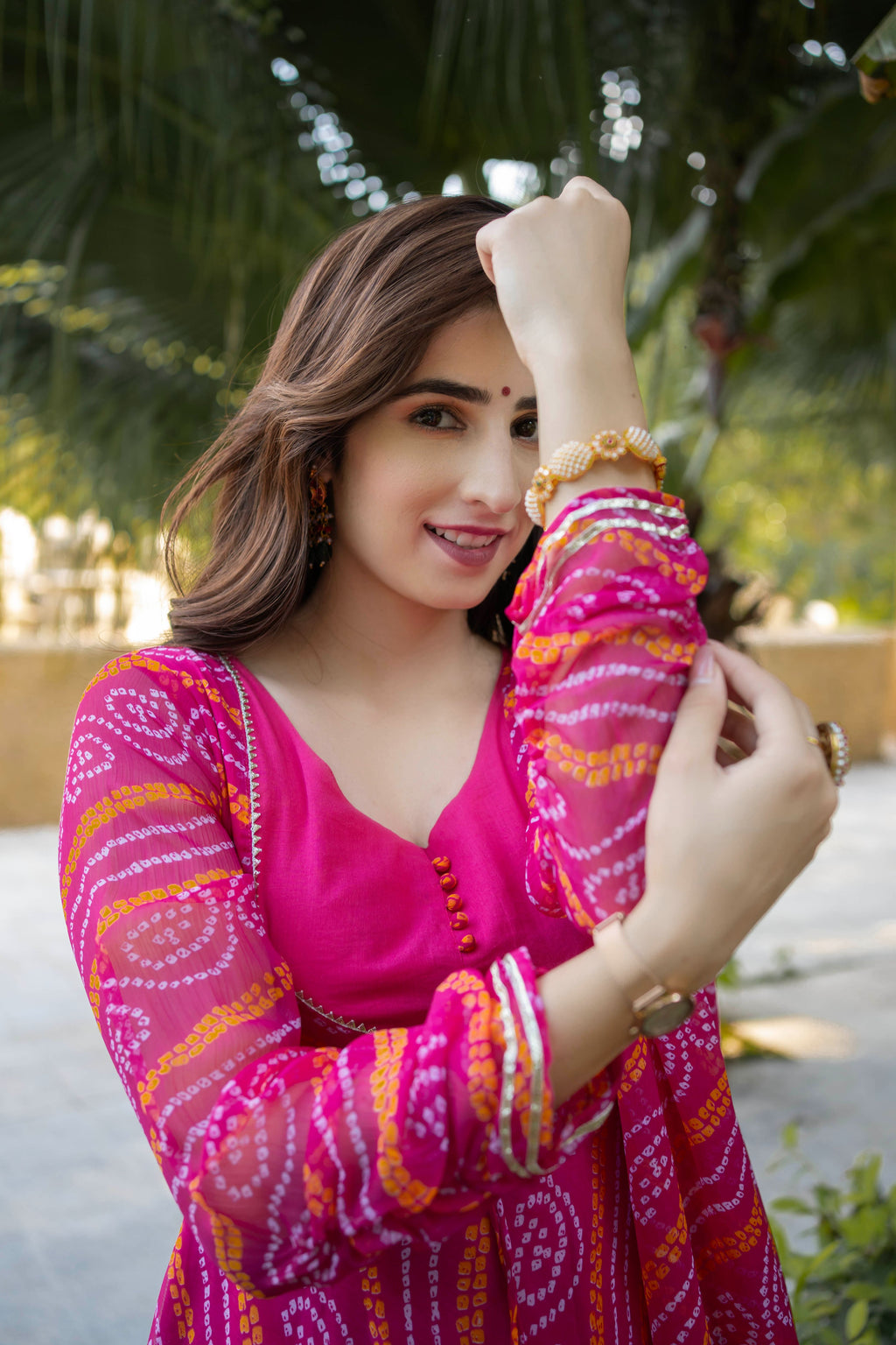 GULABO PURE CHIFFON BANDHANI SUIT SET