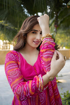 GULABO PURE CHIFFON BANDHANI SUIT SET