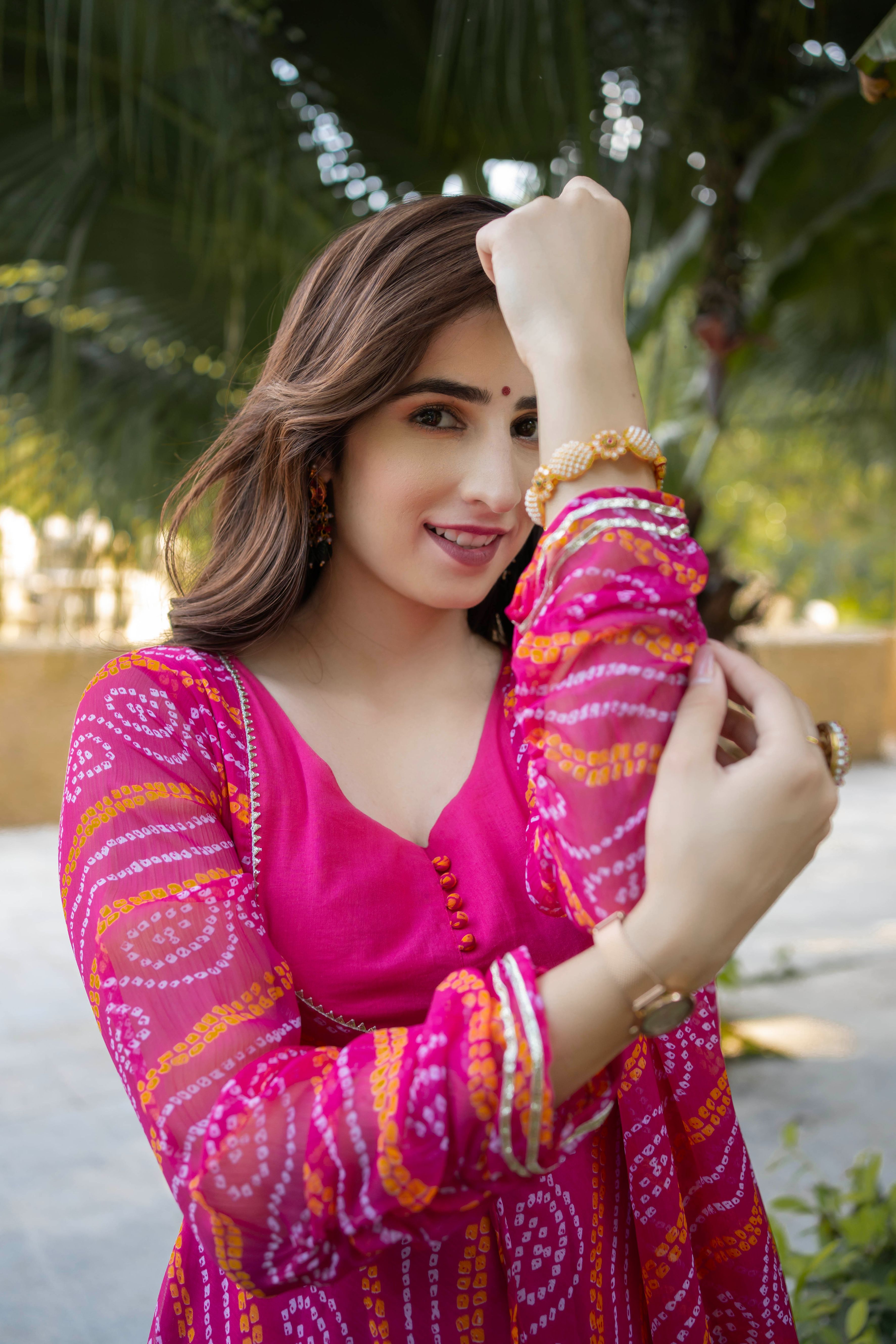 GULABO PURE CHIFFON BANDHANI SUIT SET